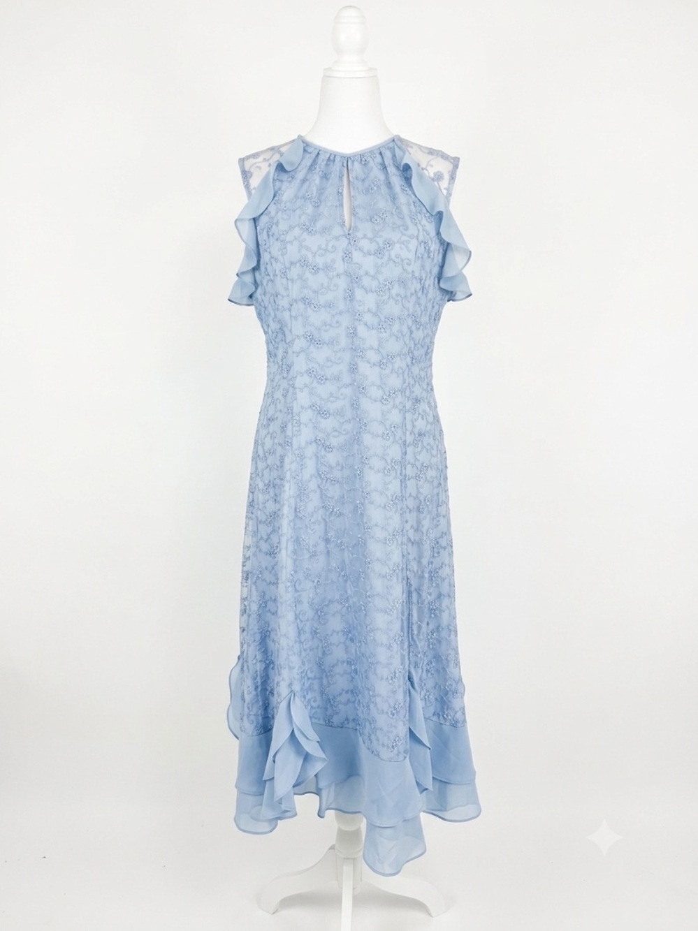 New Sundance Women’s‎ Blue Au Jardin Lace Embroidered Dress Size Medium
